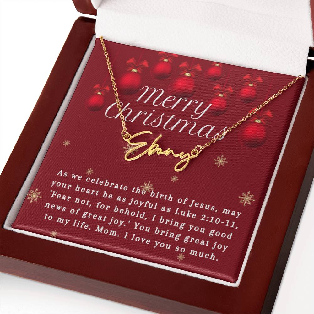 Personalised Name Necklace For Mom ~Luke 2:10-11~ (Signature Font)