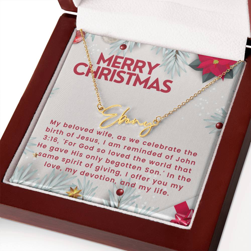 Personalised Name Necklace For Wife ~John 3:16~ (Signature Font)