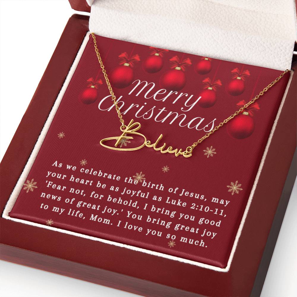 Personalised Name Necklace For Mom ~Luke 2:10-11~ (Signature Font)