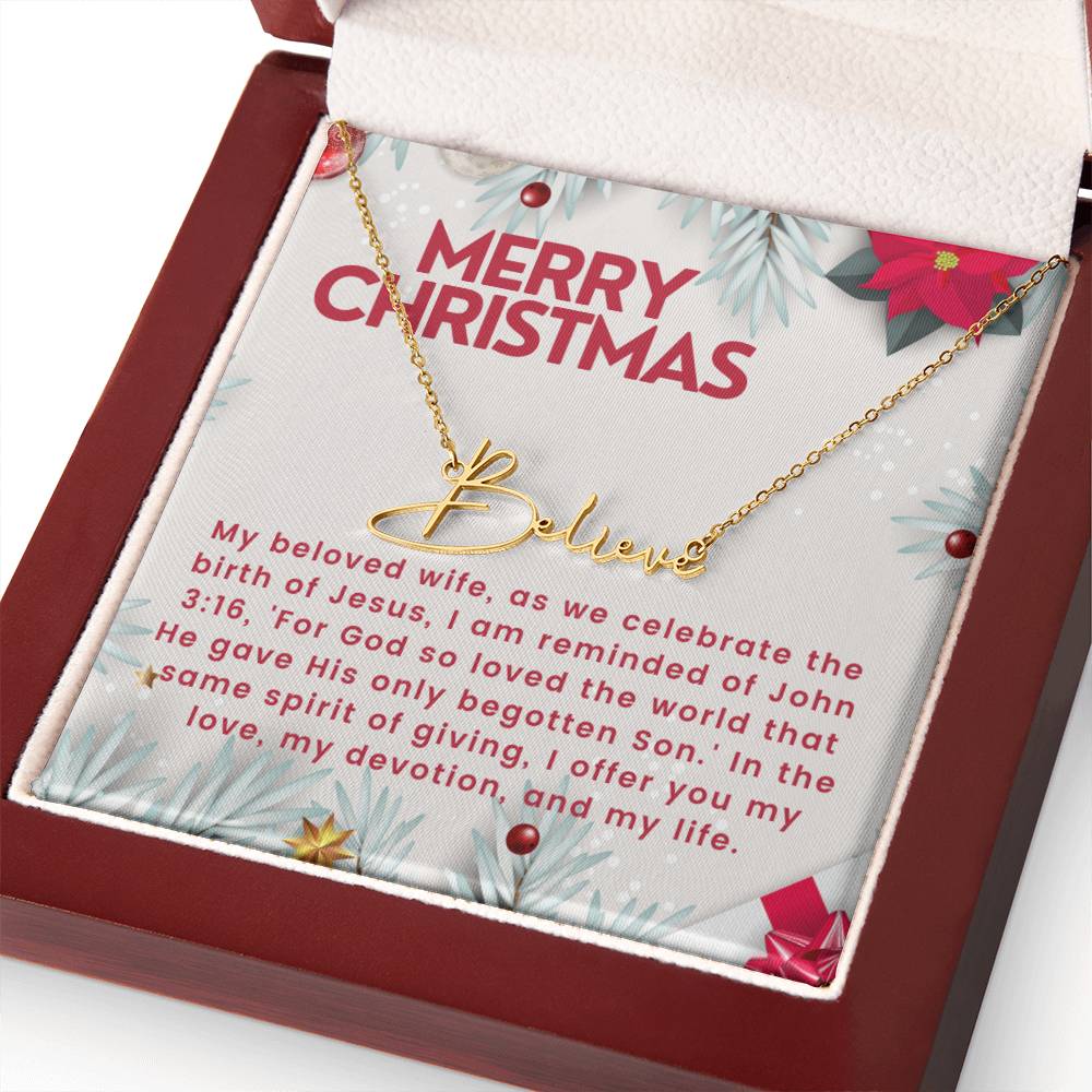 Personalised Name Necklace For Wife ~John 3:16~ (Signature Font)