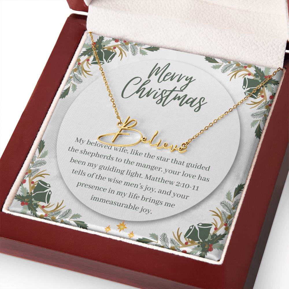 Personalised Name Necklace For Wife ~Matthew 2:10-11~ (Signature Font)
