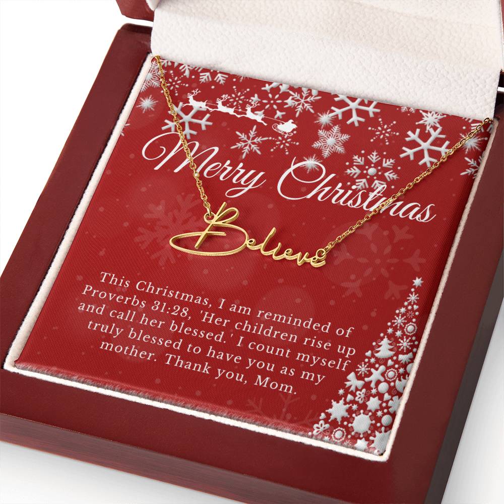 Personalised Name Necklace For Mom ~Proverbs 31:28~ (Signature Font)
