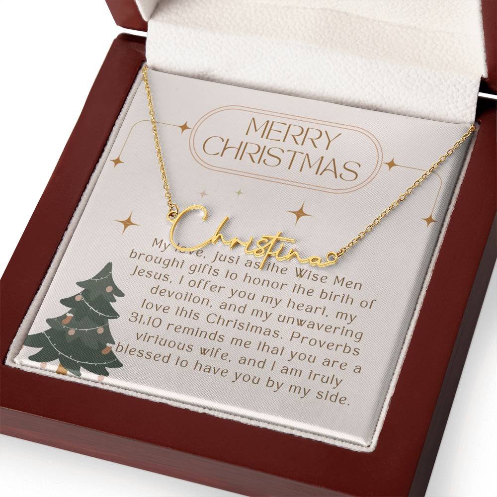 Personalised Name Necklace For Wife ~Proverbs 31:10~ (Signature Font)