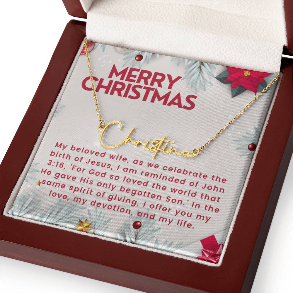 Personalised Name Necklace For Wife ~John 3:16~ (Signature Font)