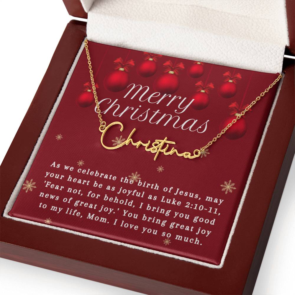 Personalised Name Necklace For Mom ~Luke 2:10-11~ (Signature Font)