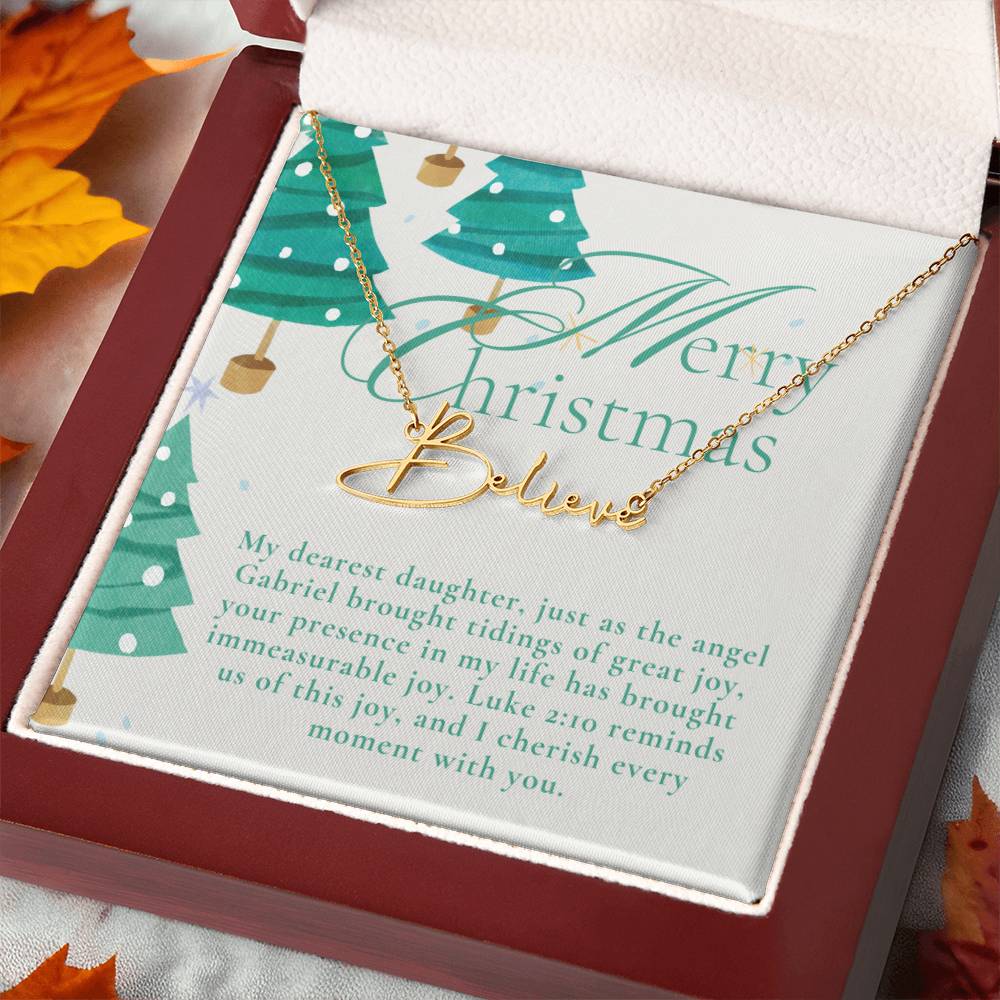 Personalised Name Necklace For Daughter ~Luke 2:10~ (Signature Font)