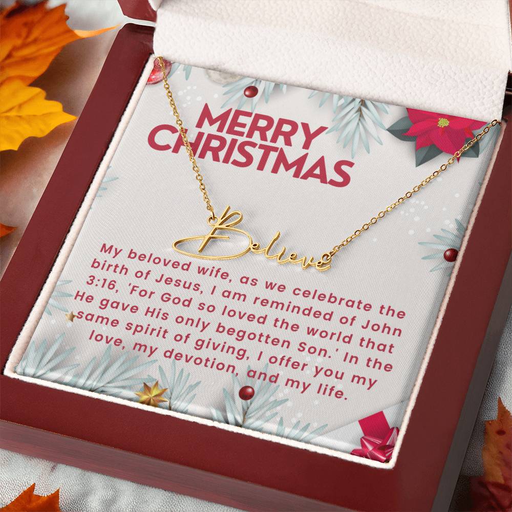Personalised Name Necklace For Wife ~John 3:16~ (Signature Font)