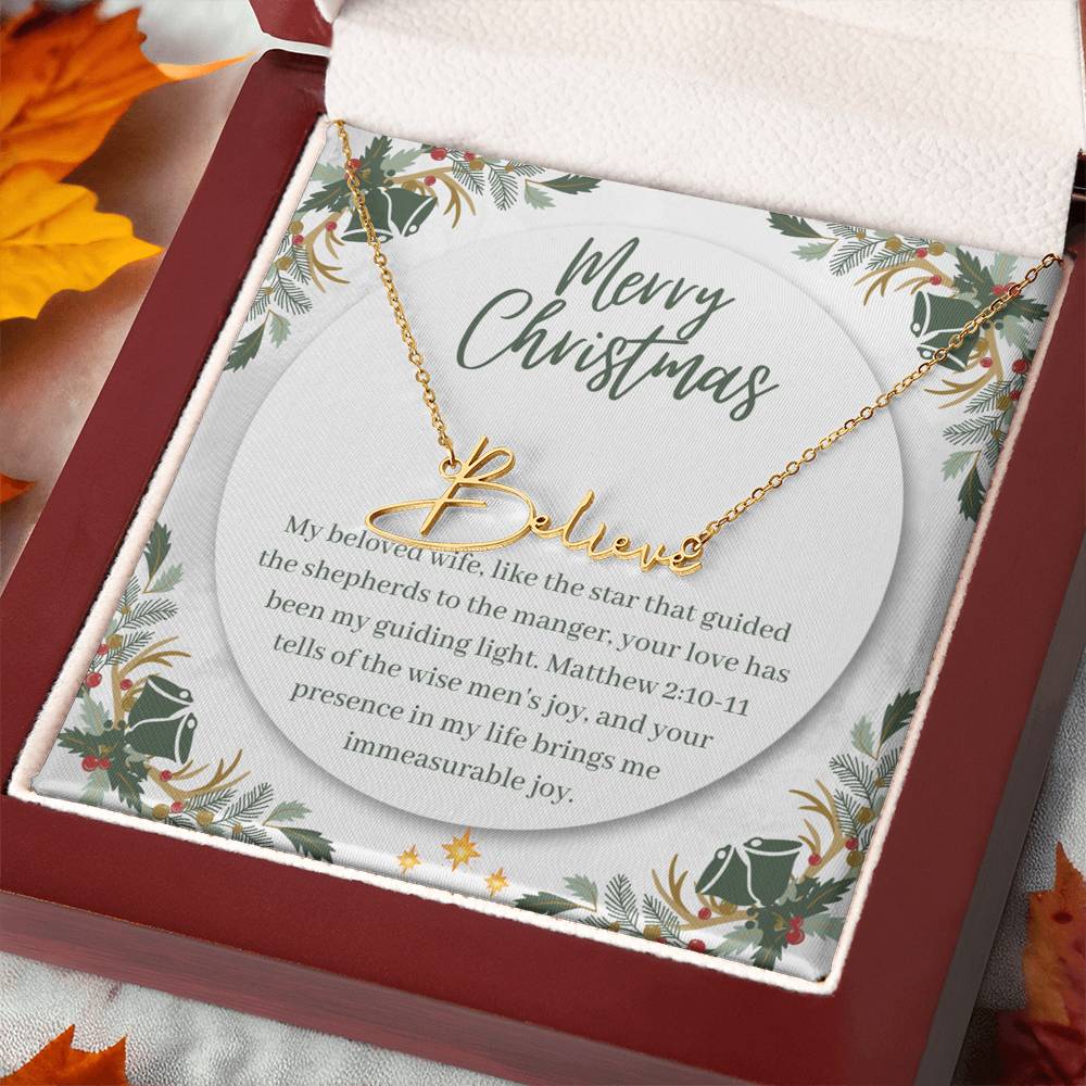 Personalised Name Necklace For Wife ~Matthew 2:10-11~ (Signature Font)