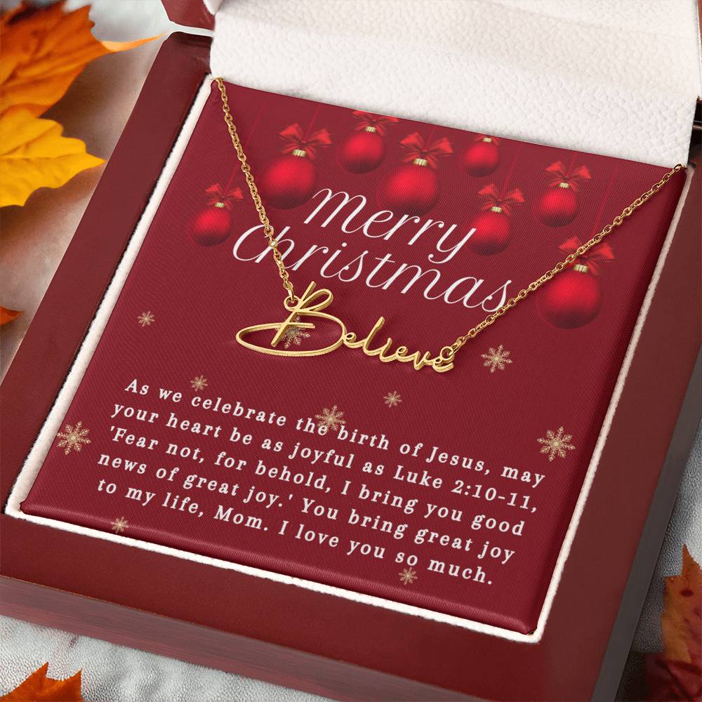 Personalised Name Necklace For Mom ~Luke 2:10-11~ (Signature Font)