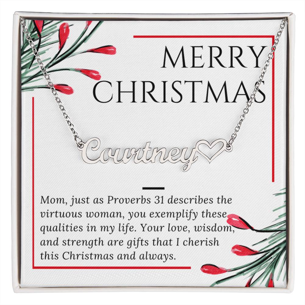 Personalised Name Necklace For Mom ~Proverbs 31~ (Heart)