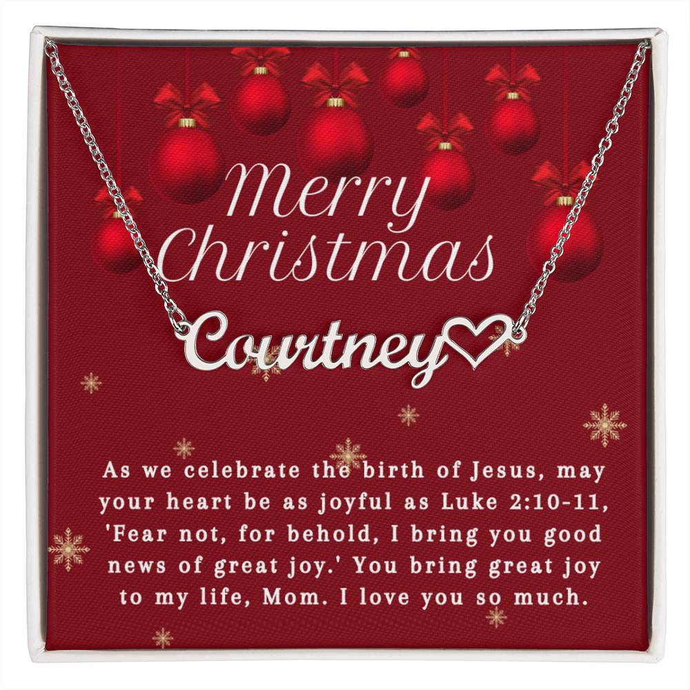 Personalised Name Necklace For Mom ~Luke 2:10-11~ (Heart)