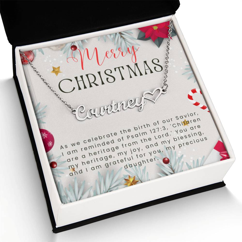 Personalised Name Necklace For Daughter ~Psalm 127:3~ (Heart)