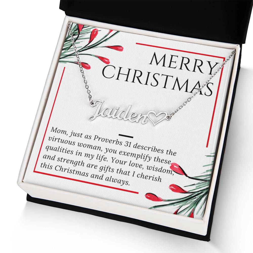 Personalised Name Necklace For Mom ~Proverbs 31~ (Heart)