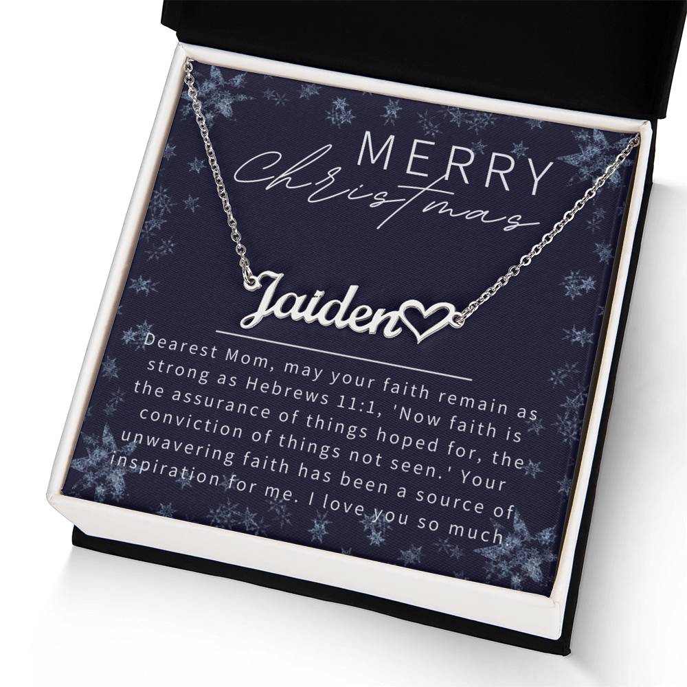Personalised Name Necklace For Mom ~Hebrews 11:1~ (Heart)