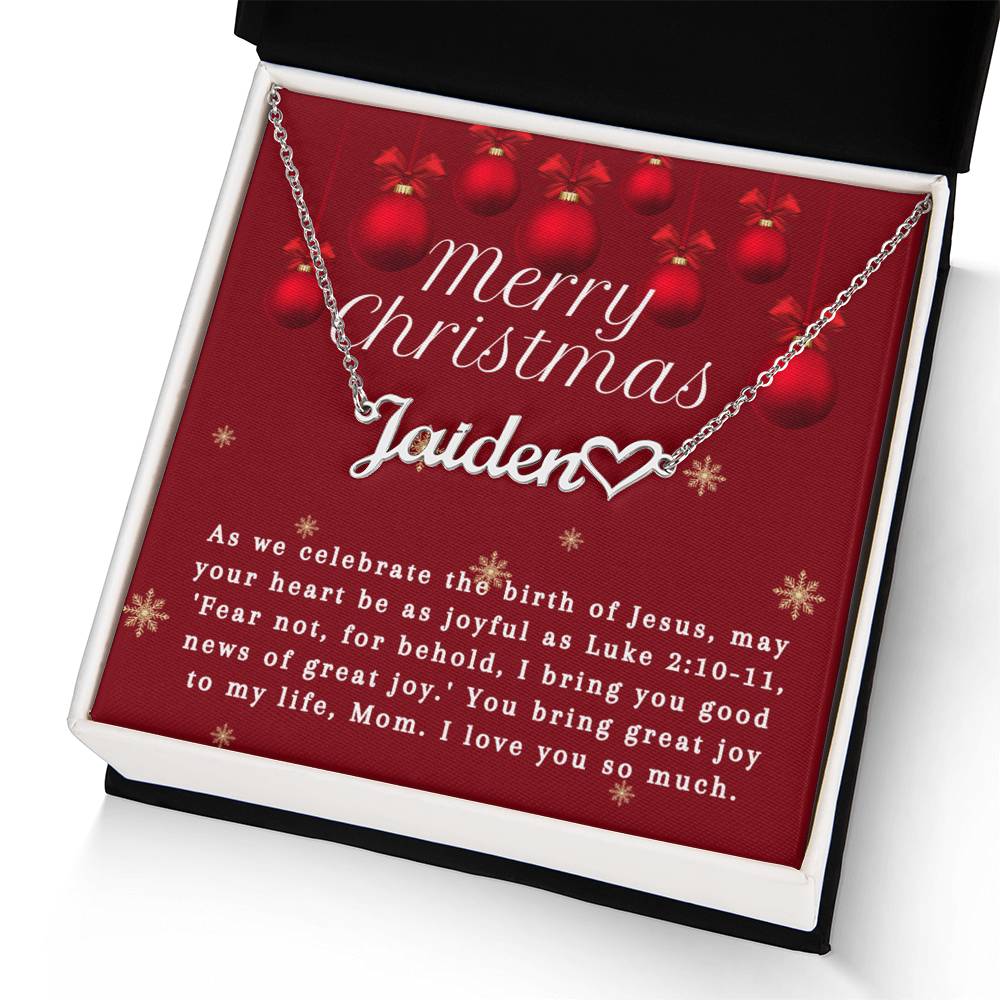 Personalised Name Necklace For Mom ~Luke 2:10-11~ (Heart)