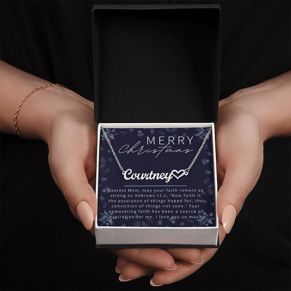 Personalised Name Necklace For Mom ~Hebrews 11:1~ (Heart)