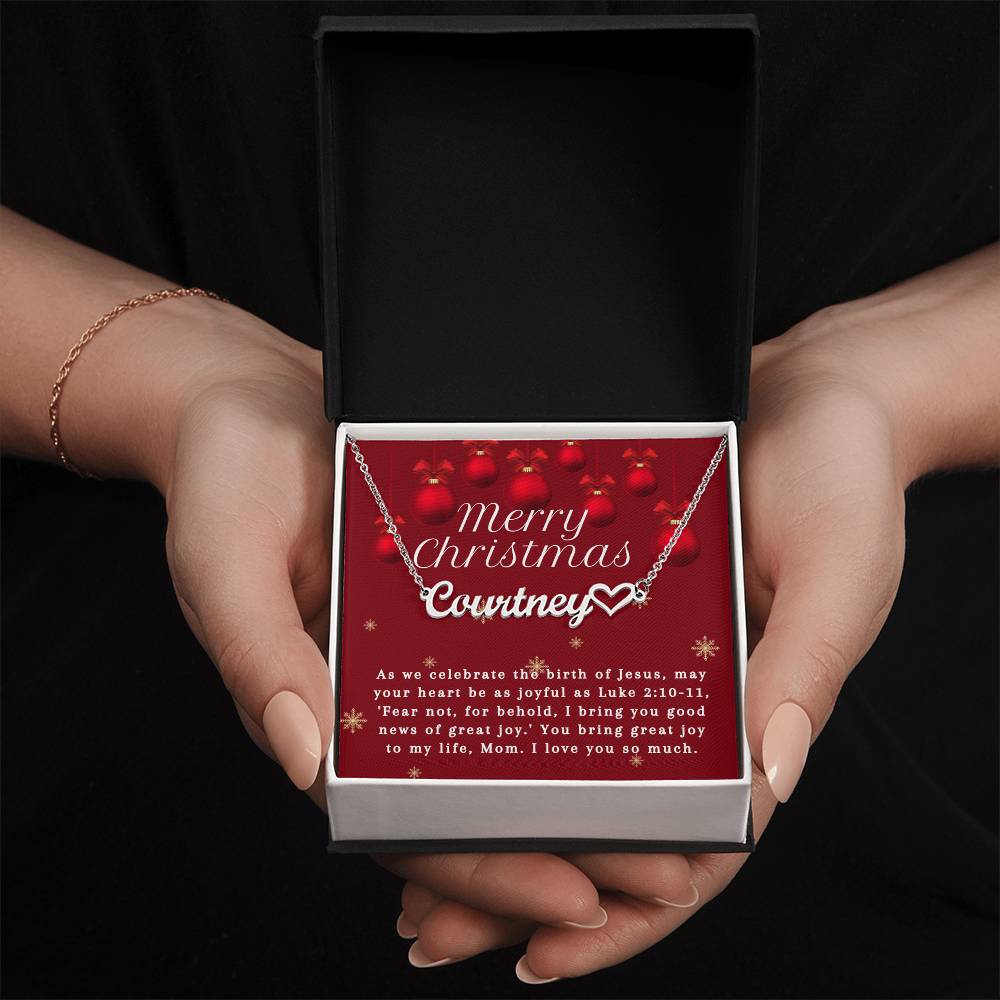 Personalised Name Necklace For Mom ~Luke 2:10-11~ (Heart)