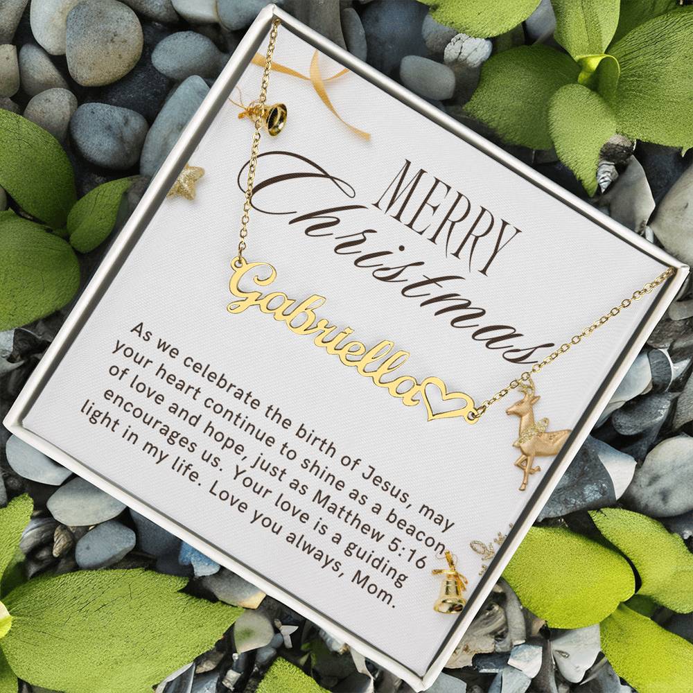Personalised Name Necklace For Mom ~Matthew 5:16~ (Heart)