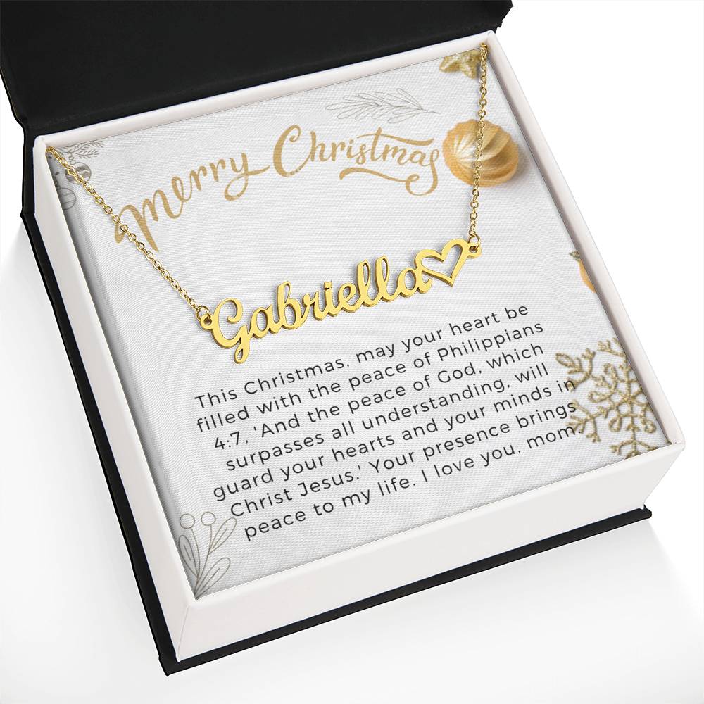 Personalised Name Necklace For Mom ~Philippians 4:7~ (Heart)