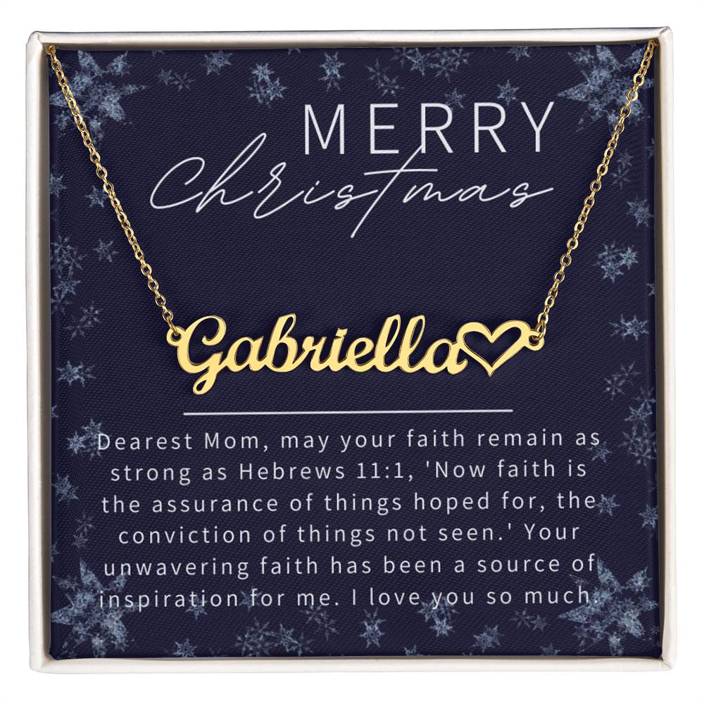 Personalised Name Necklace For Mom ~Hebrews 11:1~ (Heart)