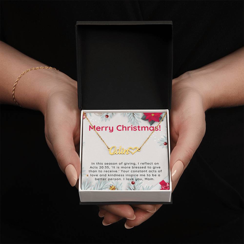 Personalised Name Necklace For Mom ~Acts 20:35~ (Heart)
