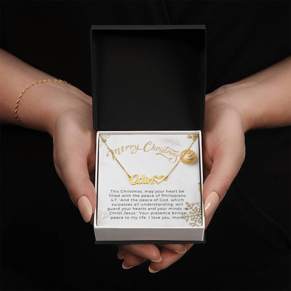 Personalised Name Necklace For Mom ~Philippians 4:7~ (Heart)