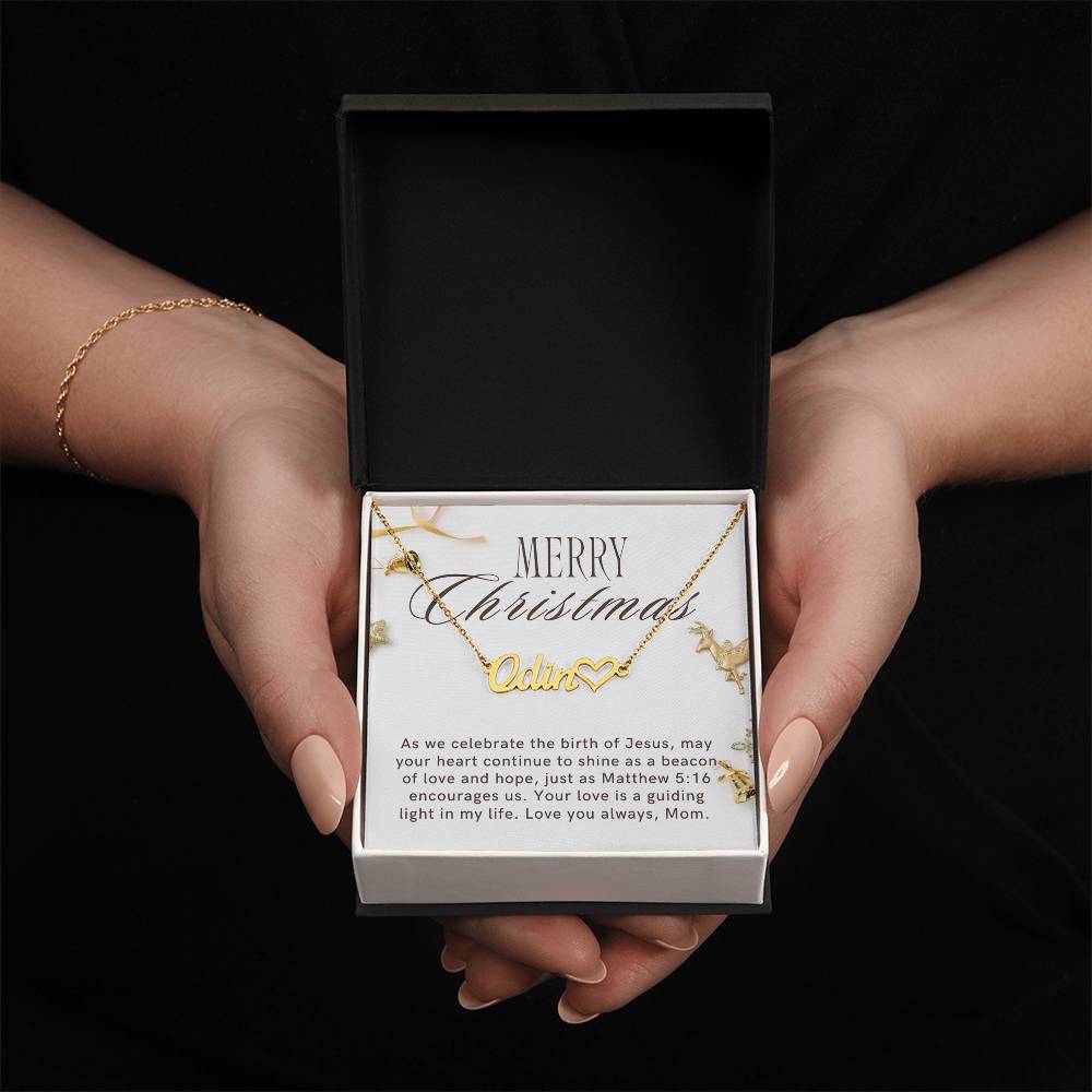 Personalised Name Necklace For Mom ~Matthew 5:16~ (Heart)