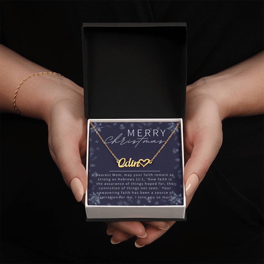 Personalised Name Necklace For Mom ~Hebrews 11:1~ (Heart)