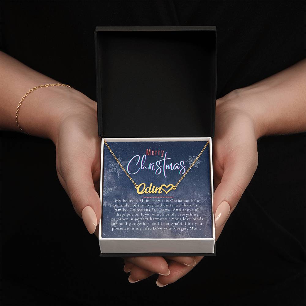 Personalised Name Necklace For Mom ~Colossians 3:14~ (Heart)