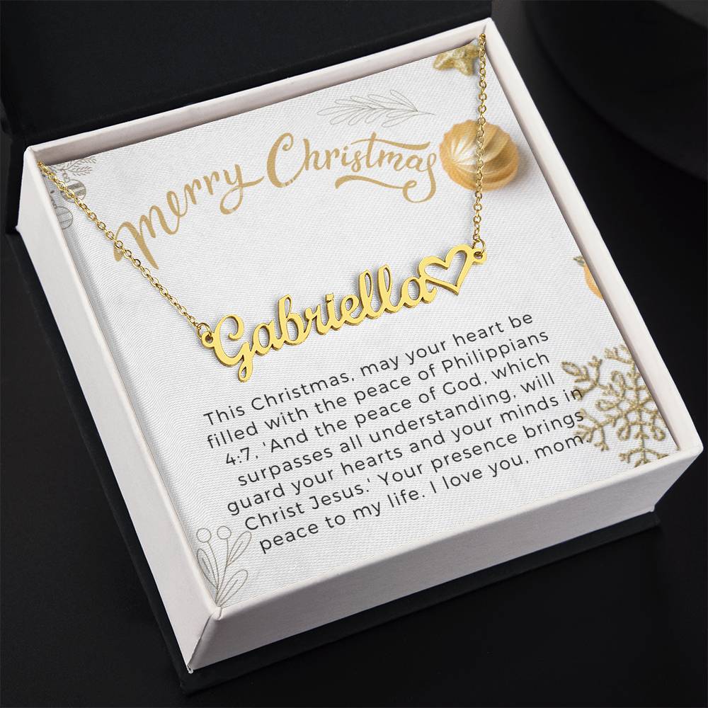 Personalised Name Necklace For Mom ~Philippians 4:7~ (Heart)