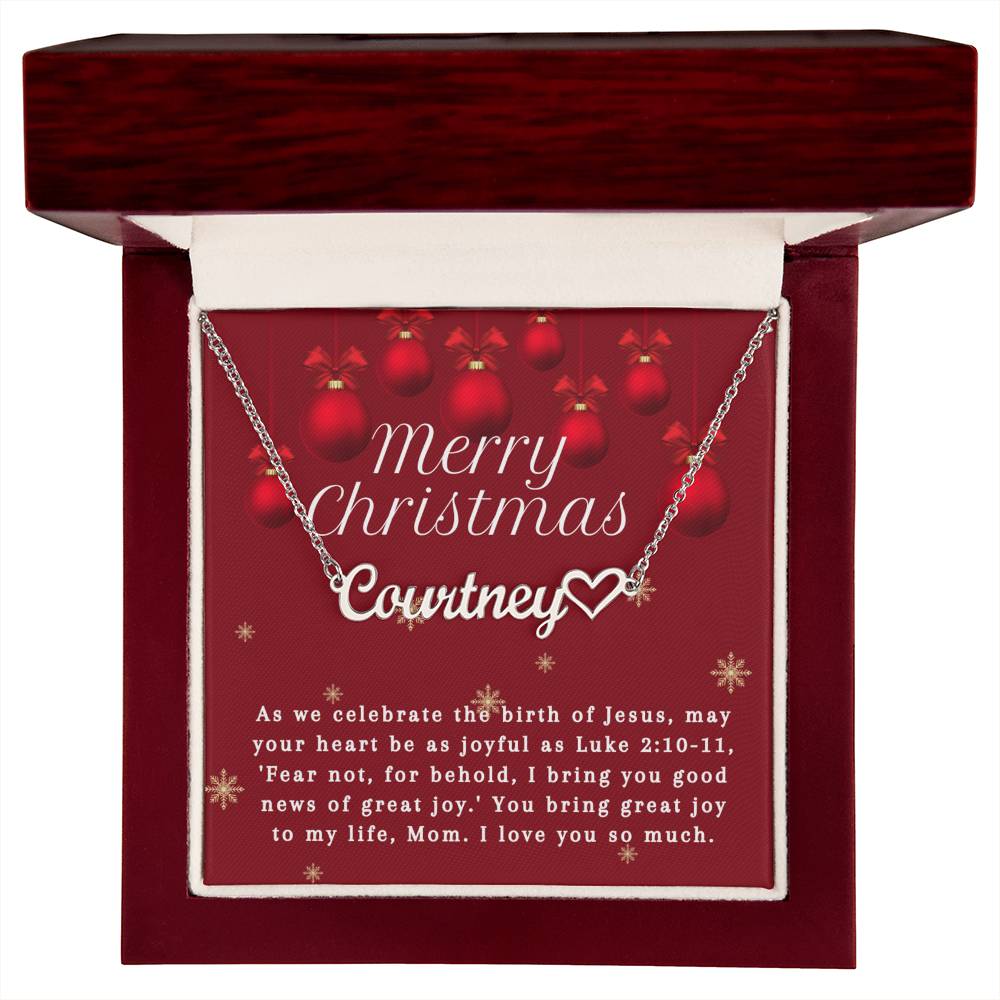 Personalised Name Necklace For Mom ~Luke 2:10-11~ (Heart)