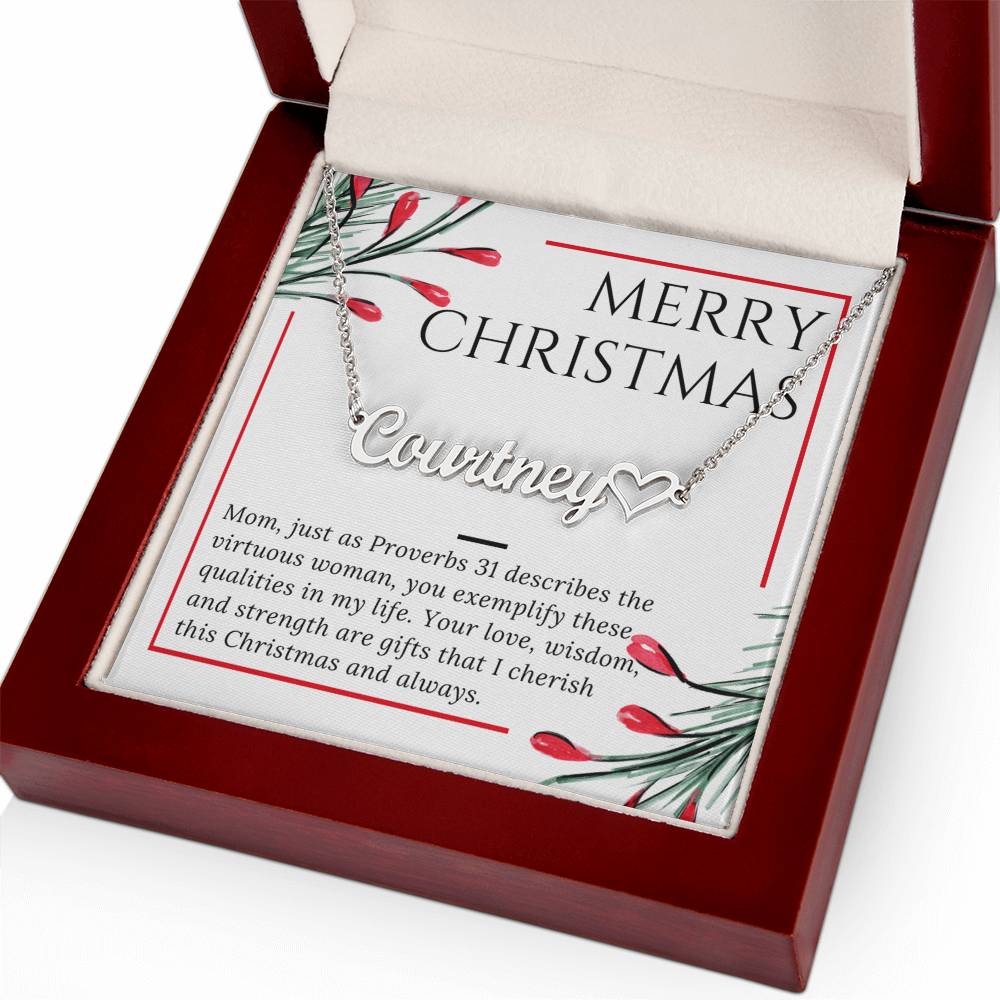 Personalised Name Necklace For Mom ~Proverbs 31~ (Heart)