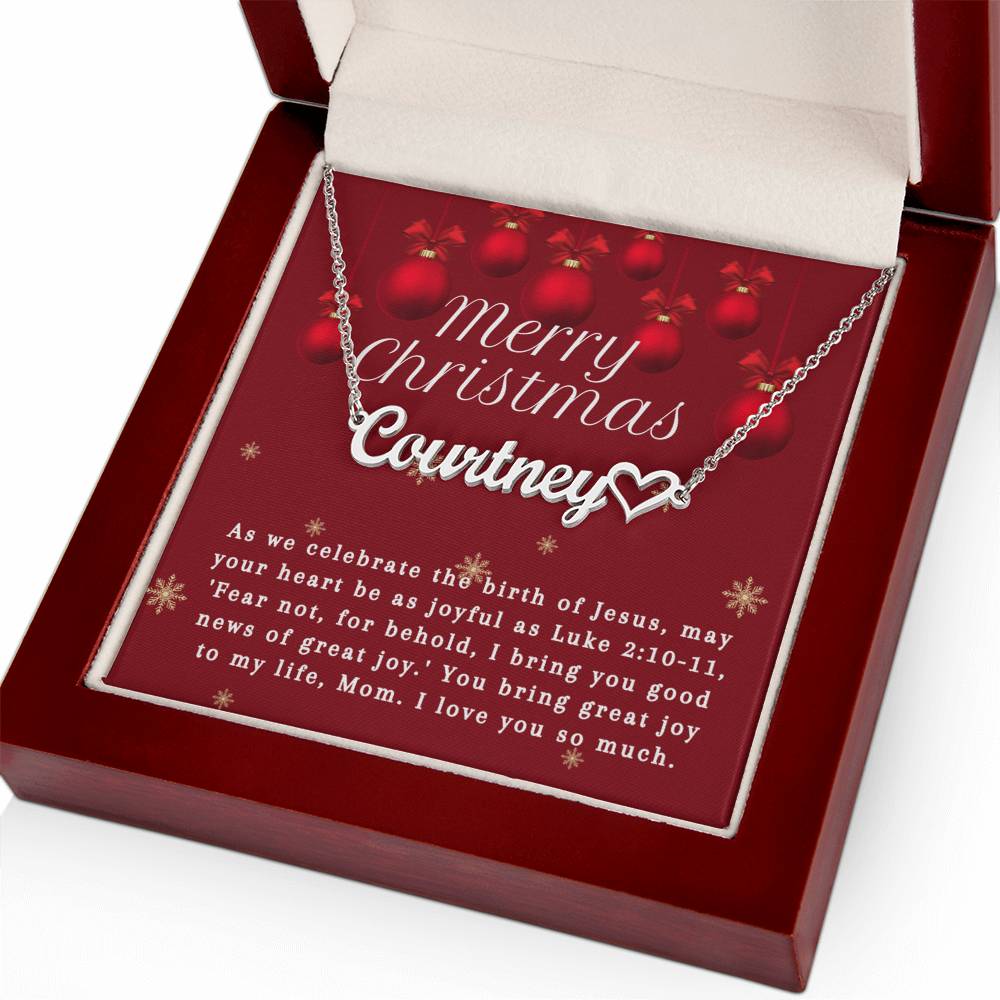 Personalised Name Necklace For Mom ~Luke 2:10-11~ (Heart)