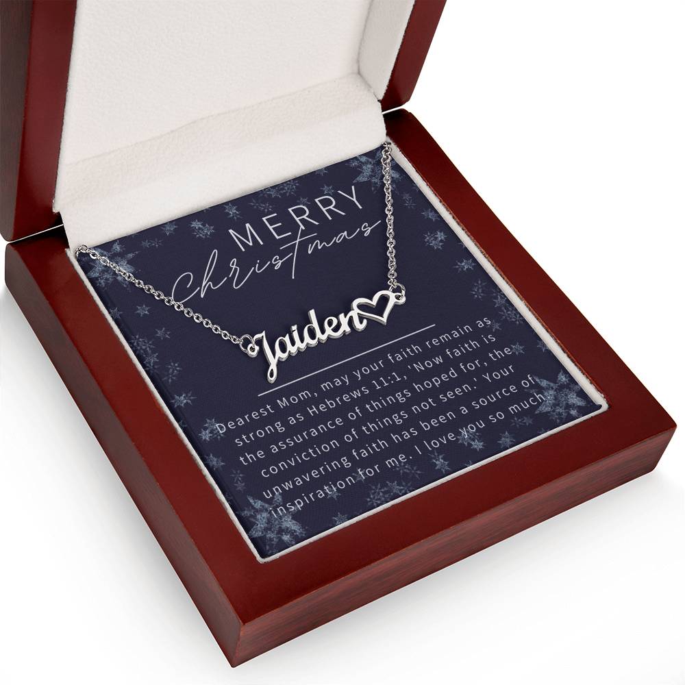 Personalised Name Necklace For Mom ~Hebrews 11:1~ (Heart)