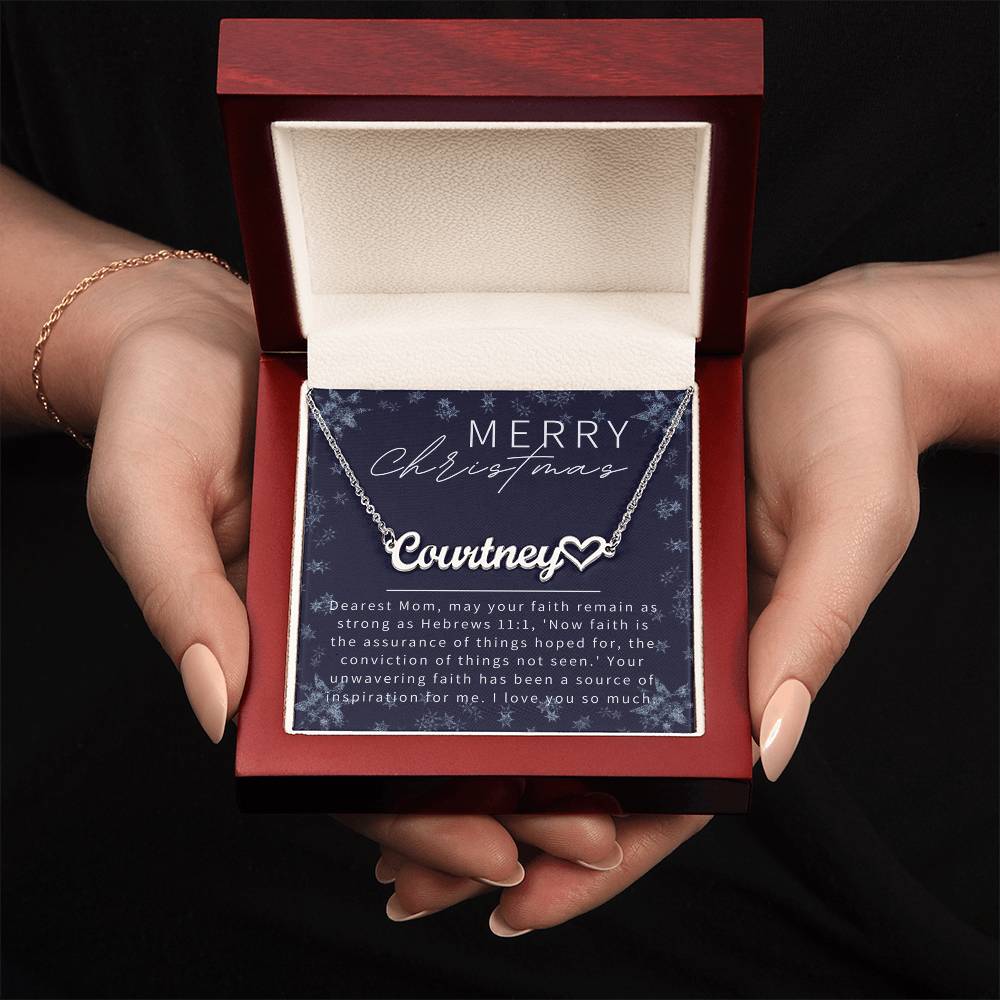 Personalised Name Necklace For Mom ~Hebrews 11:1~ (Heart)