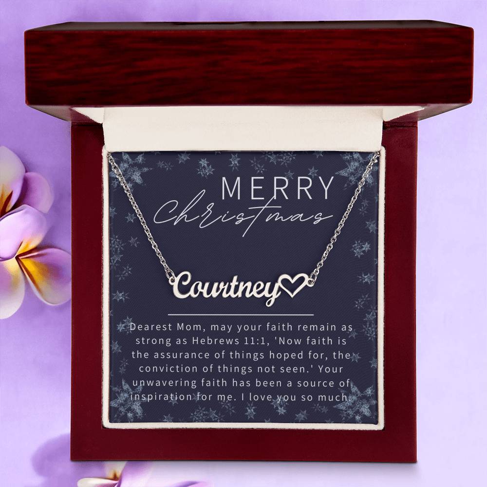 Personalised Name Necklace For Mom ~Hebrews 11:1~ (Heart)