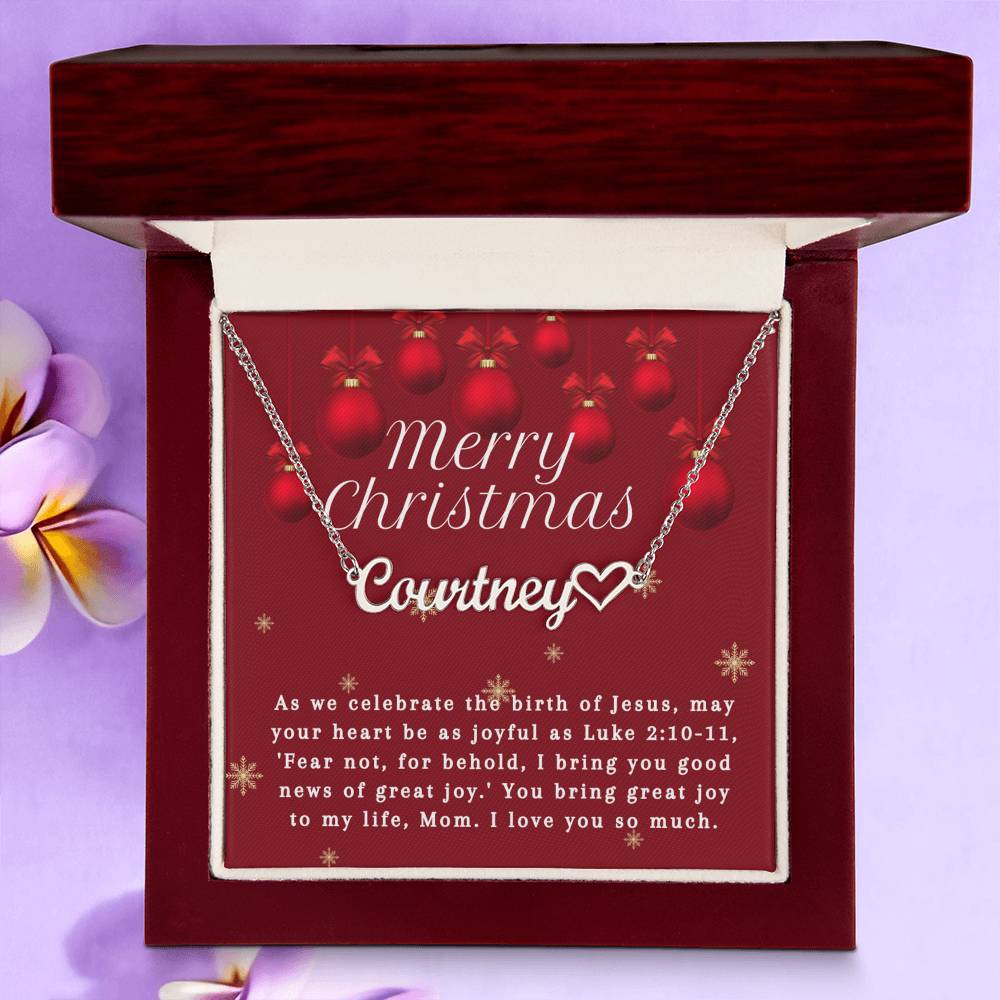 Personalised Name Necklace For Mom ~Luke 2:10-11~ (Heart)