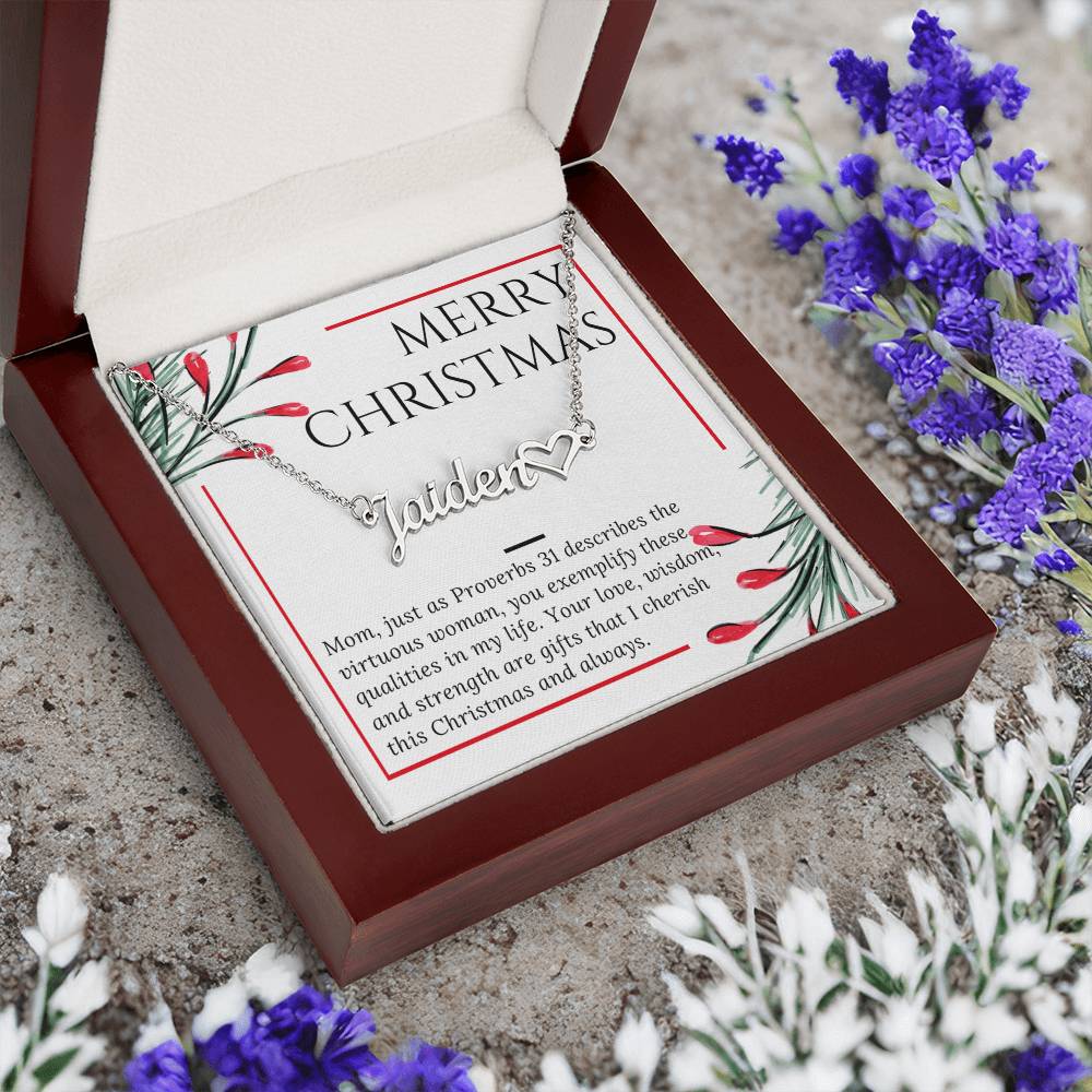 Personalised Name Necklace For Mom ~Proverbs 31~ (Heart)