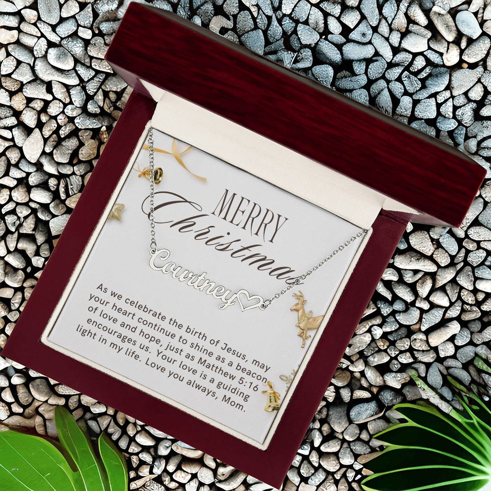 Personalised Name Necklace For Mom ~Matthew 5:16~ (Heart)