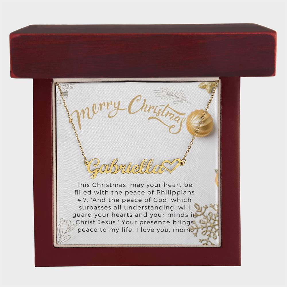 Personalised Name Necklace For Mom ~Philippians 4:7~ (Heart)