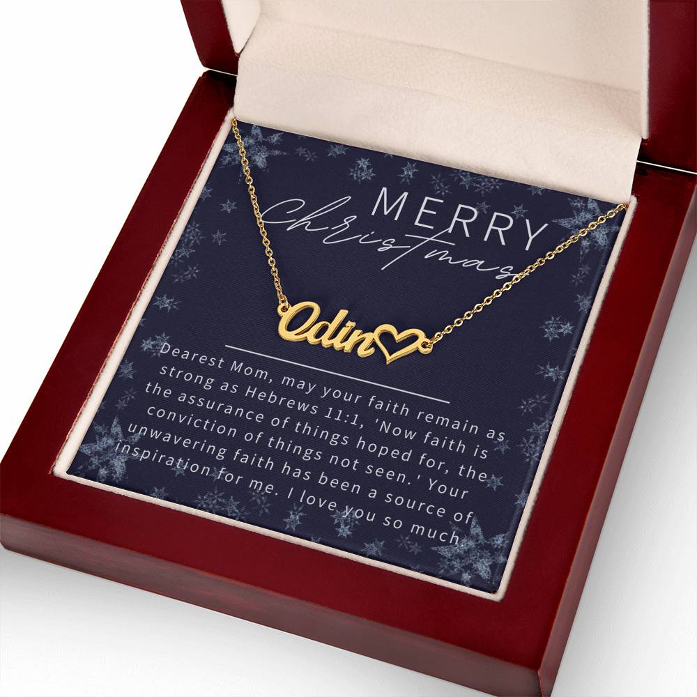 Personalised Name Necklace For Mom ~Hebrews 11:1~ (Heart)