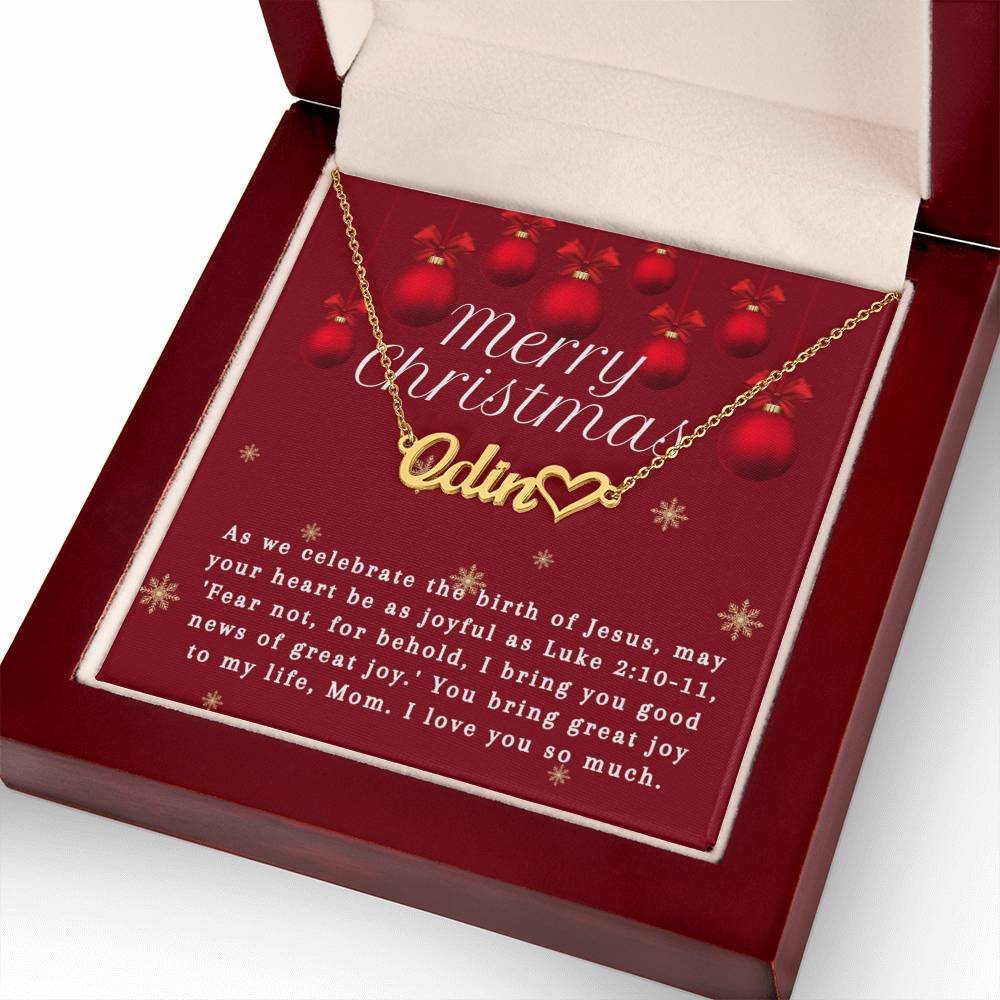 Personalised Name Necklace For Mom ~Luke 2:10-11~ (Heart)