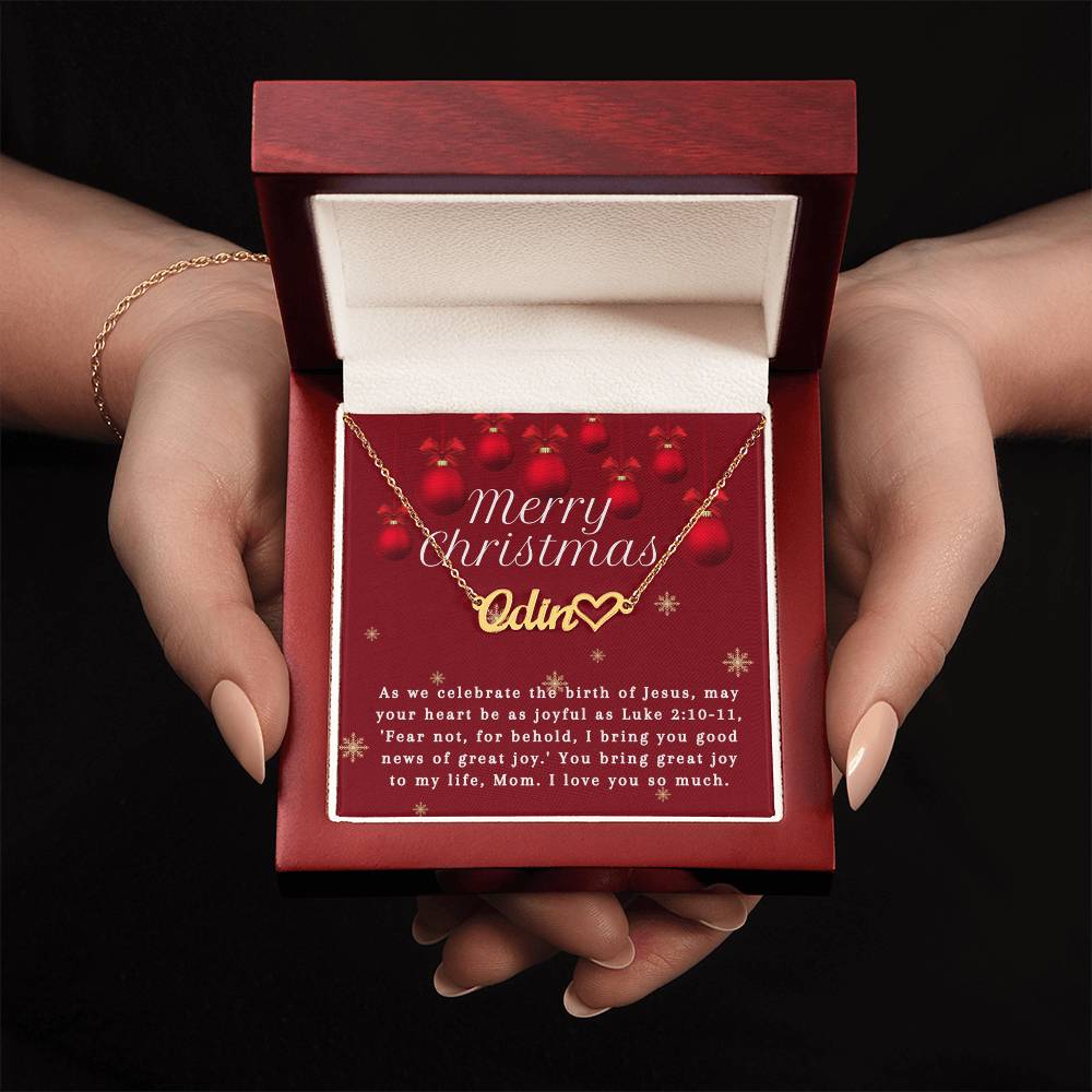Personalised Name Necklace For Mom ~Luke 2:10-11~ (Heart)