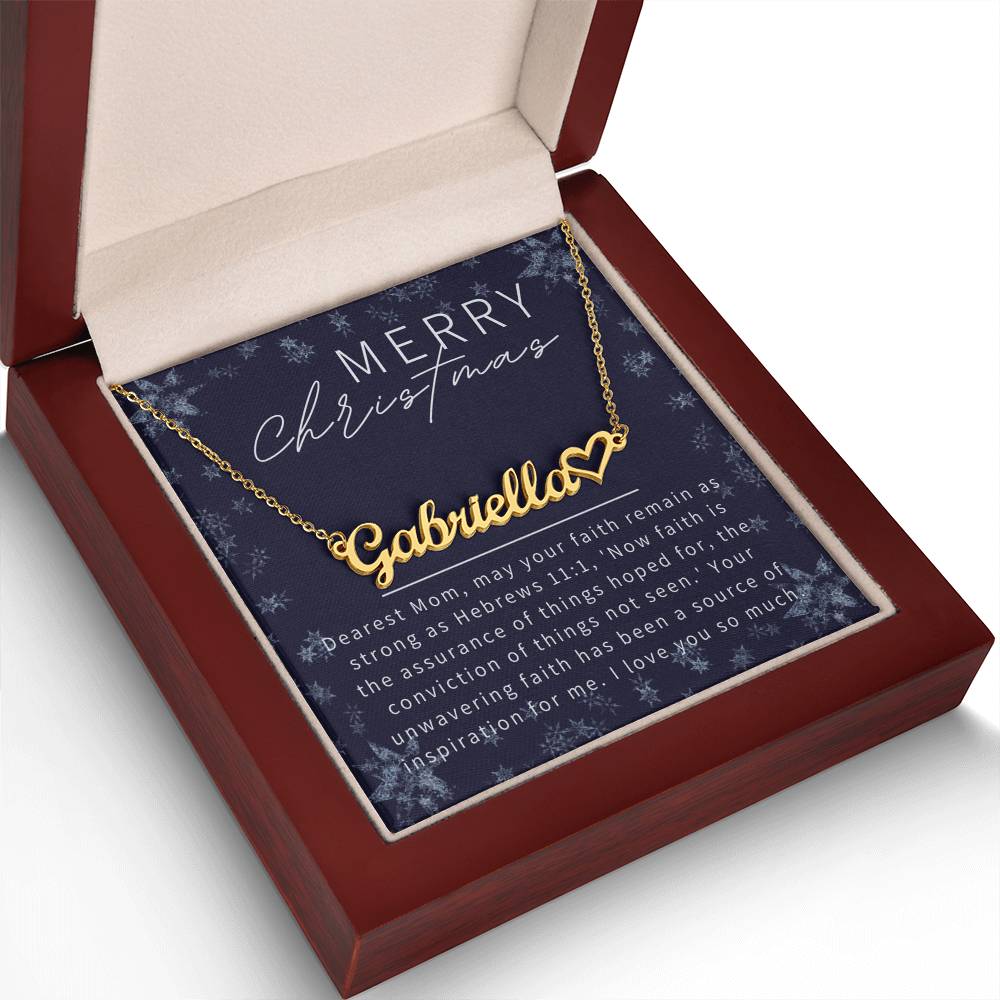 Personalised Name Necklace For Mom ~Hebrews 11:1~ (Heart)