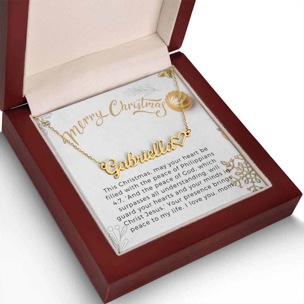 Personalised Name Necklace For Mom ~Philippians 4:7~ (Heart)