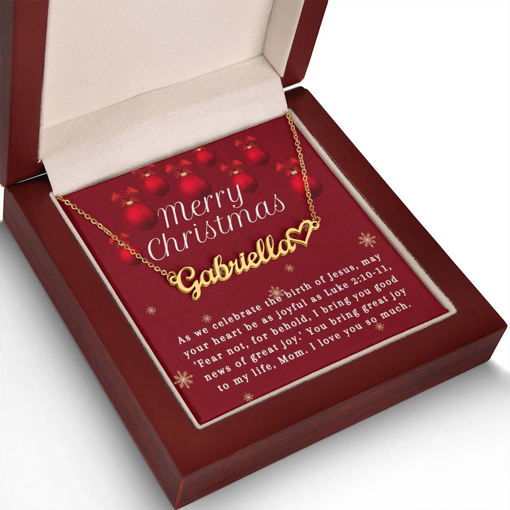 Personalised Name Necklace For Mom ~Luke 2:10-11~ (Heart)