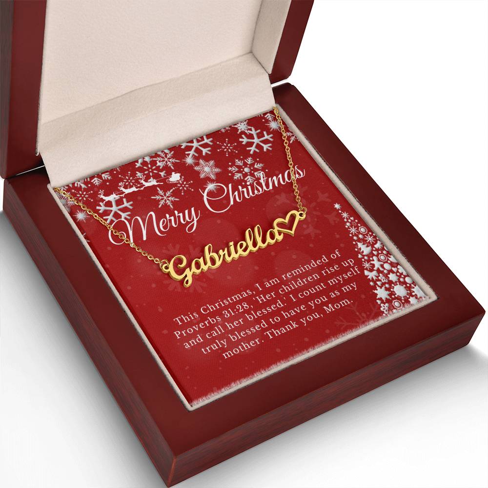 Personalised Name Necklace For Mom ~Proverbs 31:28~ (Heart)