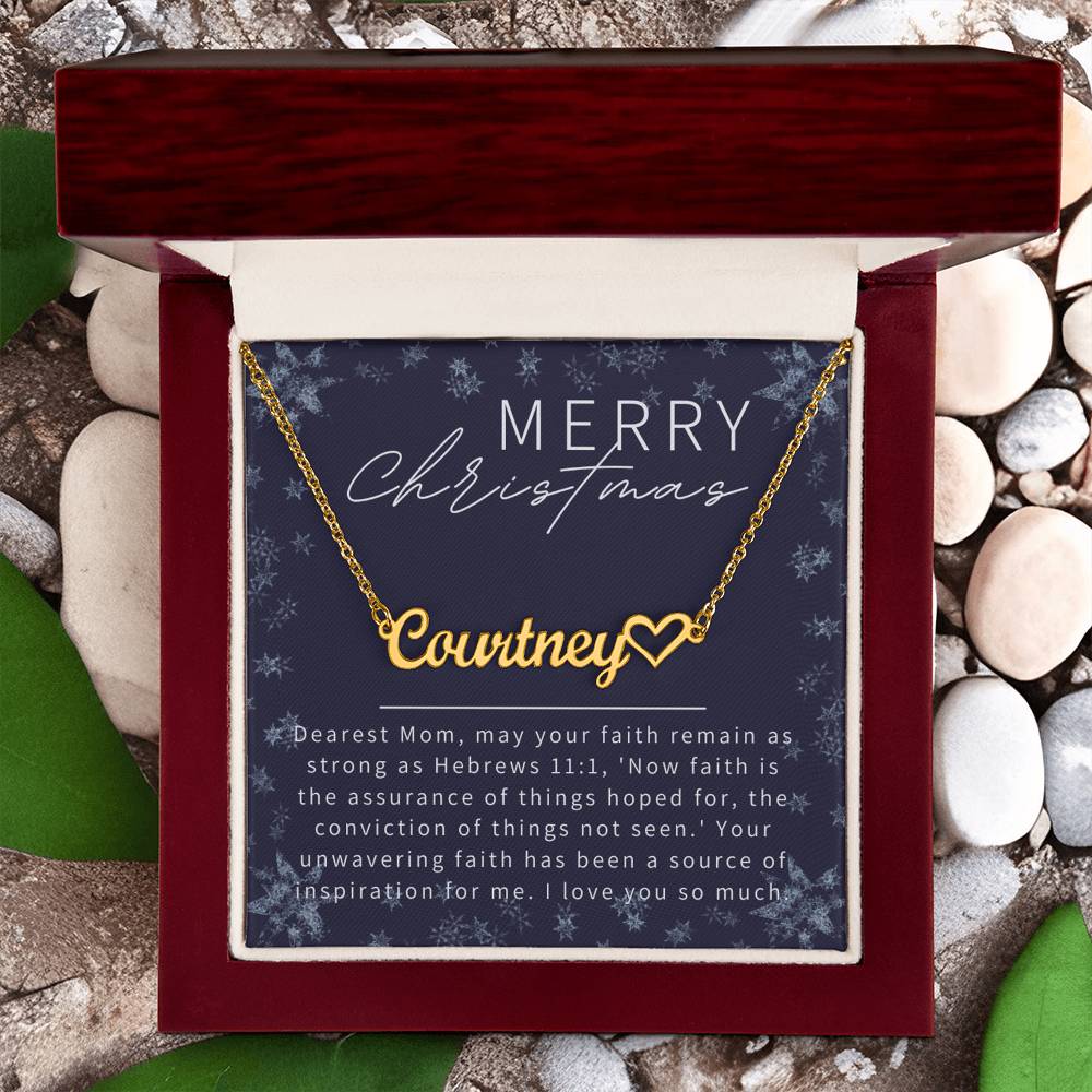 Personalised Name Necklace For Mom ~Hebrews 11:1~ (Heart)