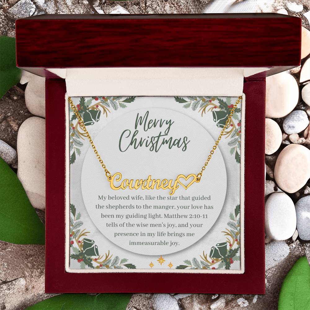 Personalised Name Necklace For Wife ~Matthew 2:10-11~ (Heart)