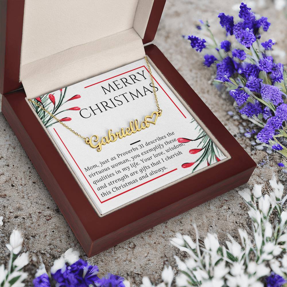 Personalised Name Necklace For Mom ~Proverbs 31~ (Heart)
